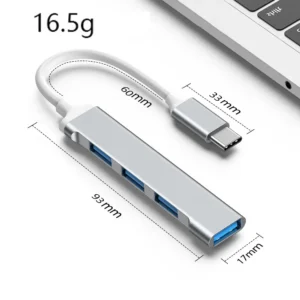 4-Port USB 3.0 Hub with High-Speed Type-C Splitter, USB 3.0 and 2.0 Ports 2