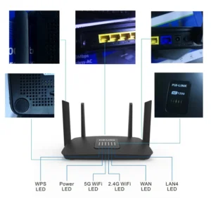 AC1200 Dual Band Wireless Gigabit WiFi Router with Power Bank Socket – 2.4GHz & 5GHz Support 1