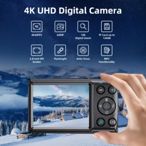 4K HD Digital Camera with 64MP Resolution and 18X Digital Zoom 3