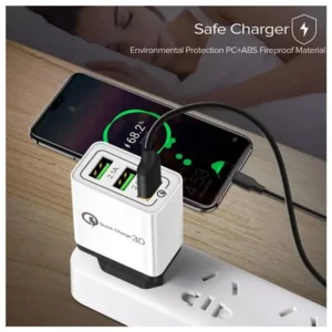 3-Port USB Wall Charger with QC 3.0 Fast Charging – EU/US Plug Mobile Phone Charger 3