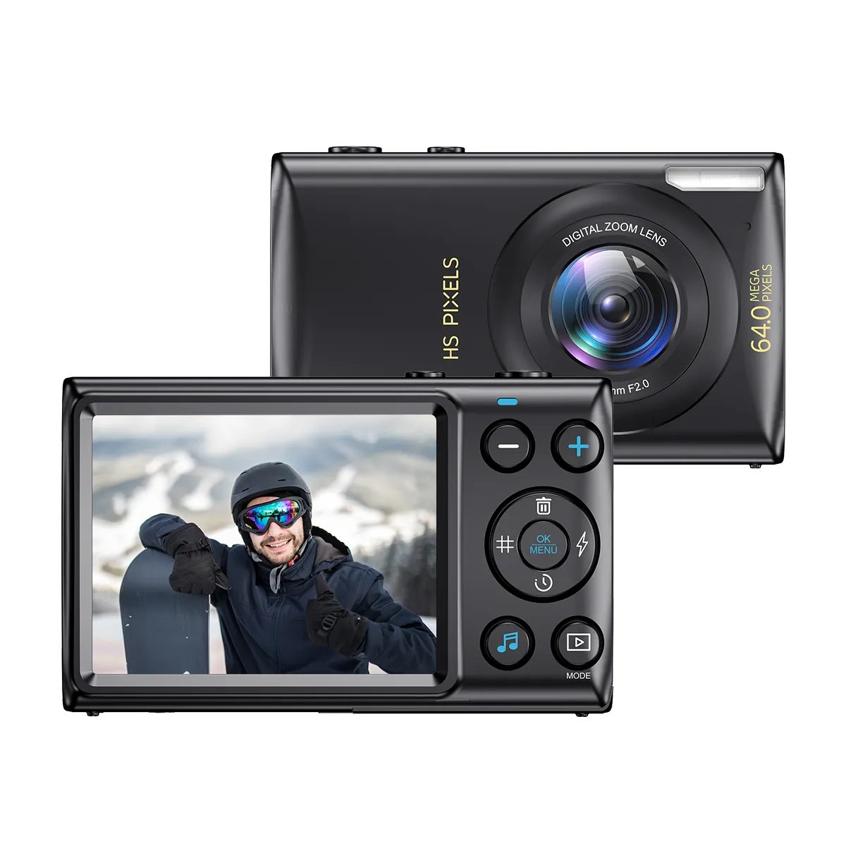 4K HD Digital Camera with 64MP Resolution and 18X Digital Zoom